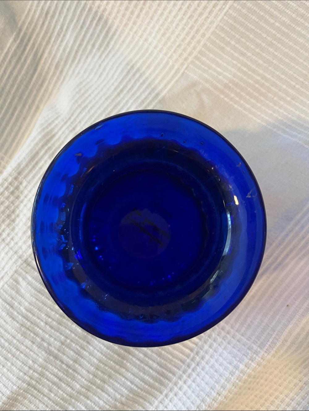 Cobalt Blue Ribbed Glass Vase -m - Picture 3 of 6